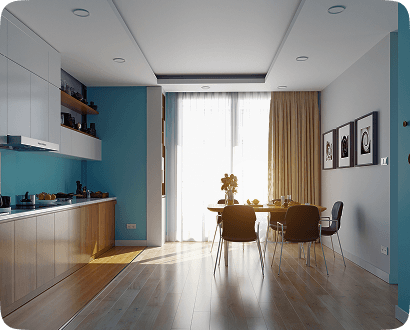 Bright managed living room interior